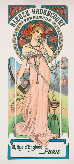 Bleuze Hadancourt Perfumes - Advertisement Poster - Alphonse Mucha - Art Nouveau Print