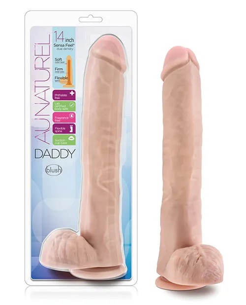 Blush Au Naturel Daddy 14" Sensa Feel Dual Density Dong W/suction Cup