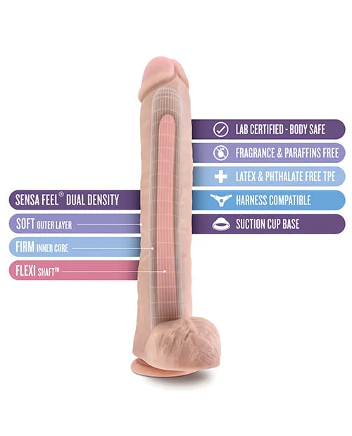 Blush Au Naturel Daddy 14" Sensa Feel Dual Density Dong W/suction Cup