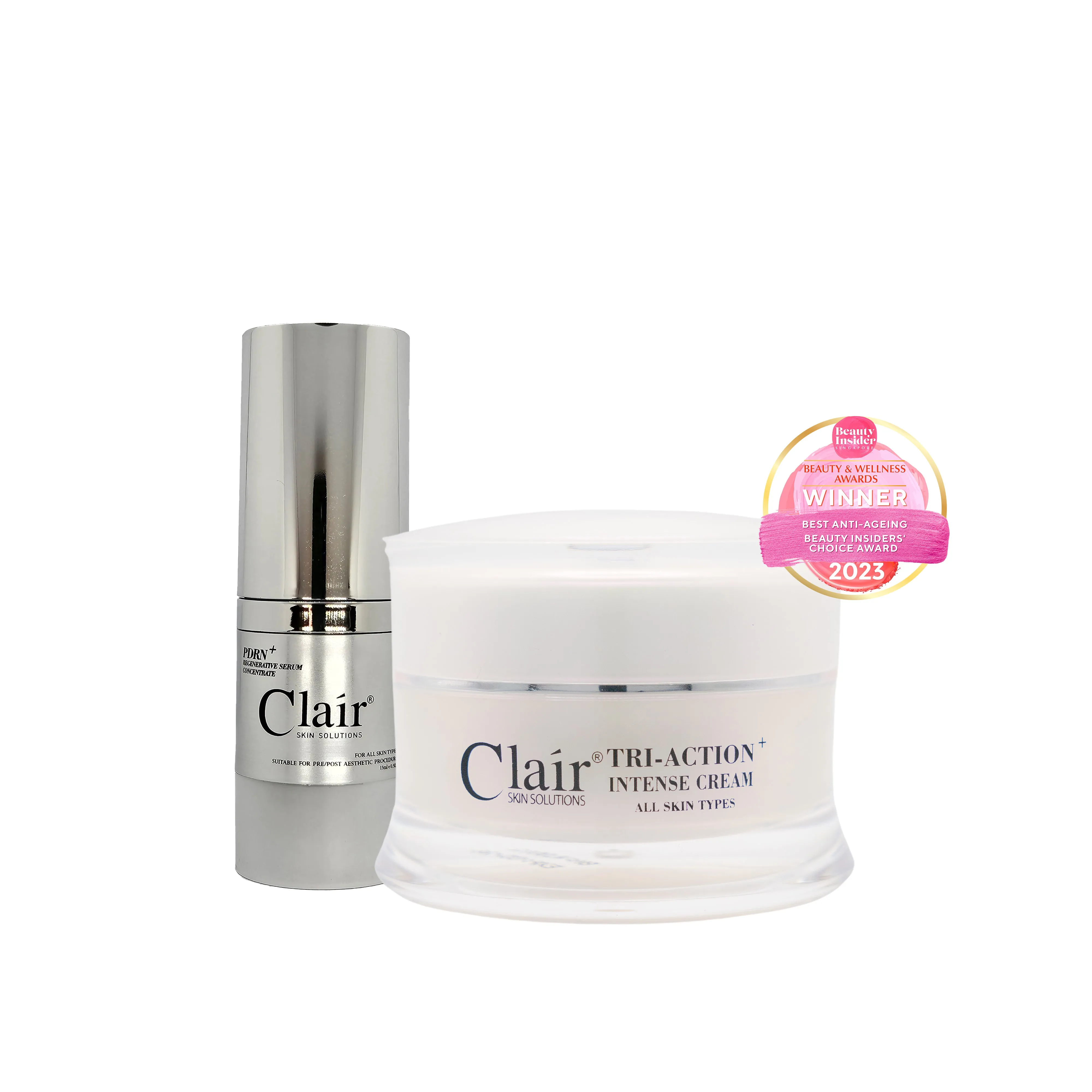 Clair® Skin Solutions Tri-Action  Intense Cream 30ml & PDRN  Regenerative Serum Concentrate 15ml