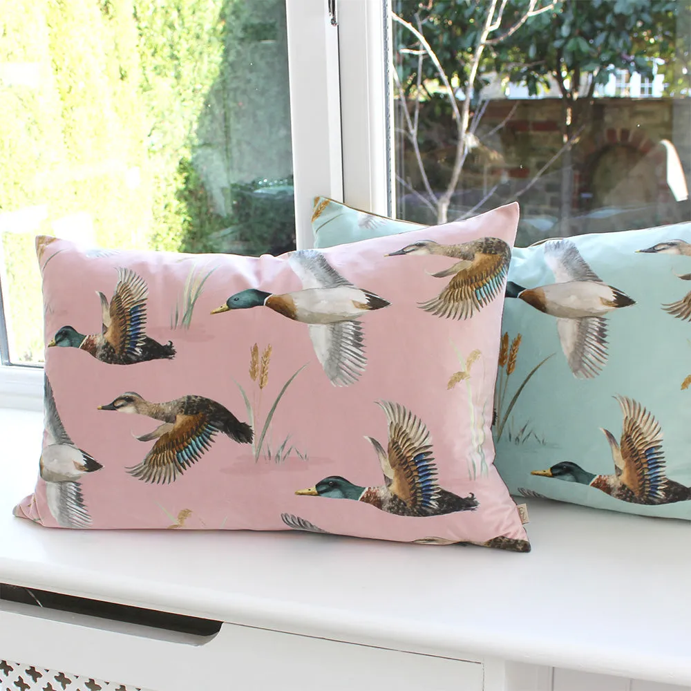 Country Duck Pond Rectangular Cushion Blush