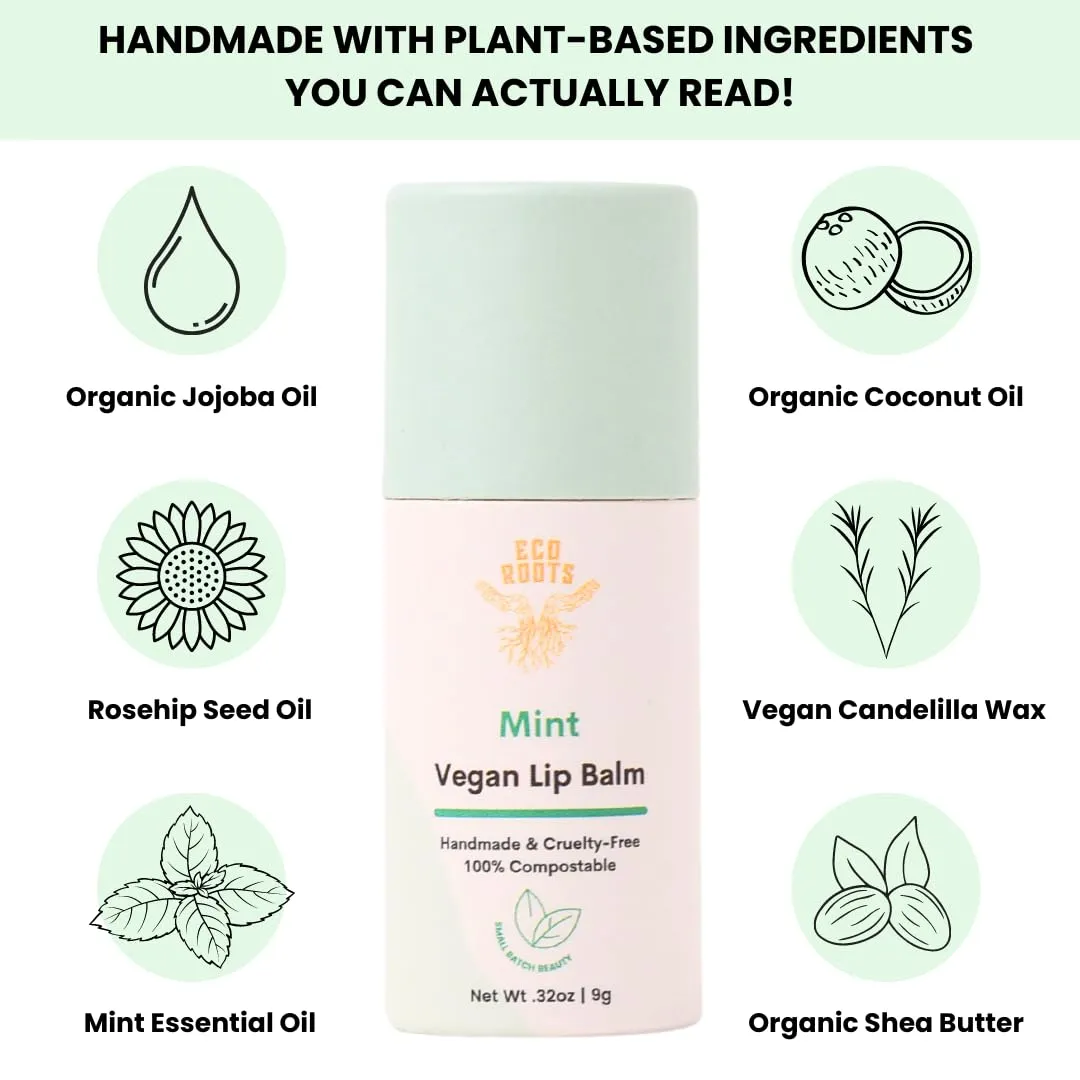 ECO ROOTS: Tinted Lip Balm - Organic and Vegan Lip Moisturizer (Pack of 2)