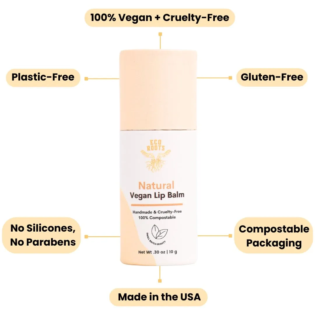 ECO ROOTS: Tinted Lip Balm - Organic and Vegan Lip Moisturizer (Pack of 2)