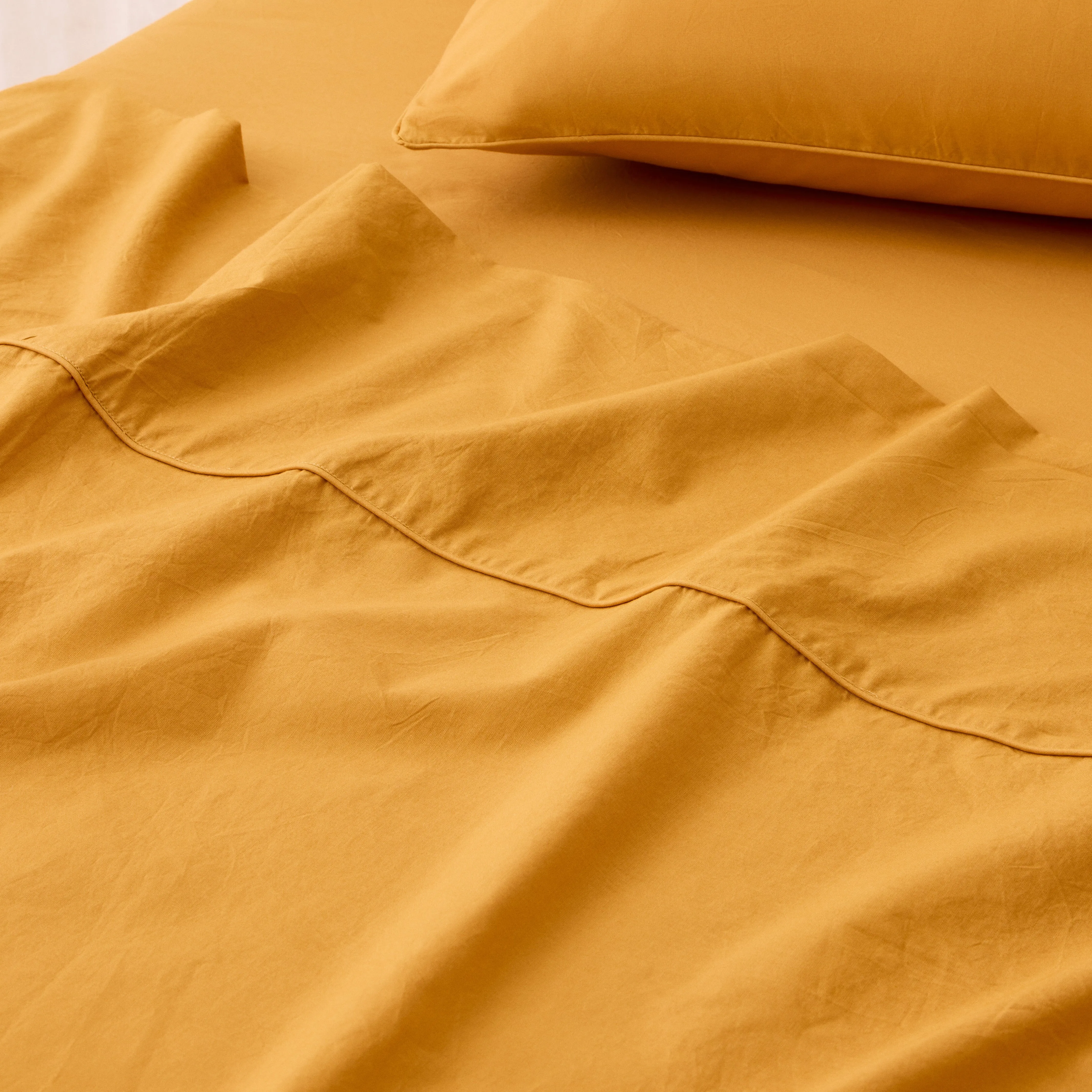 Leo Washed Cotton - Mustard Bed Sheets