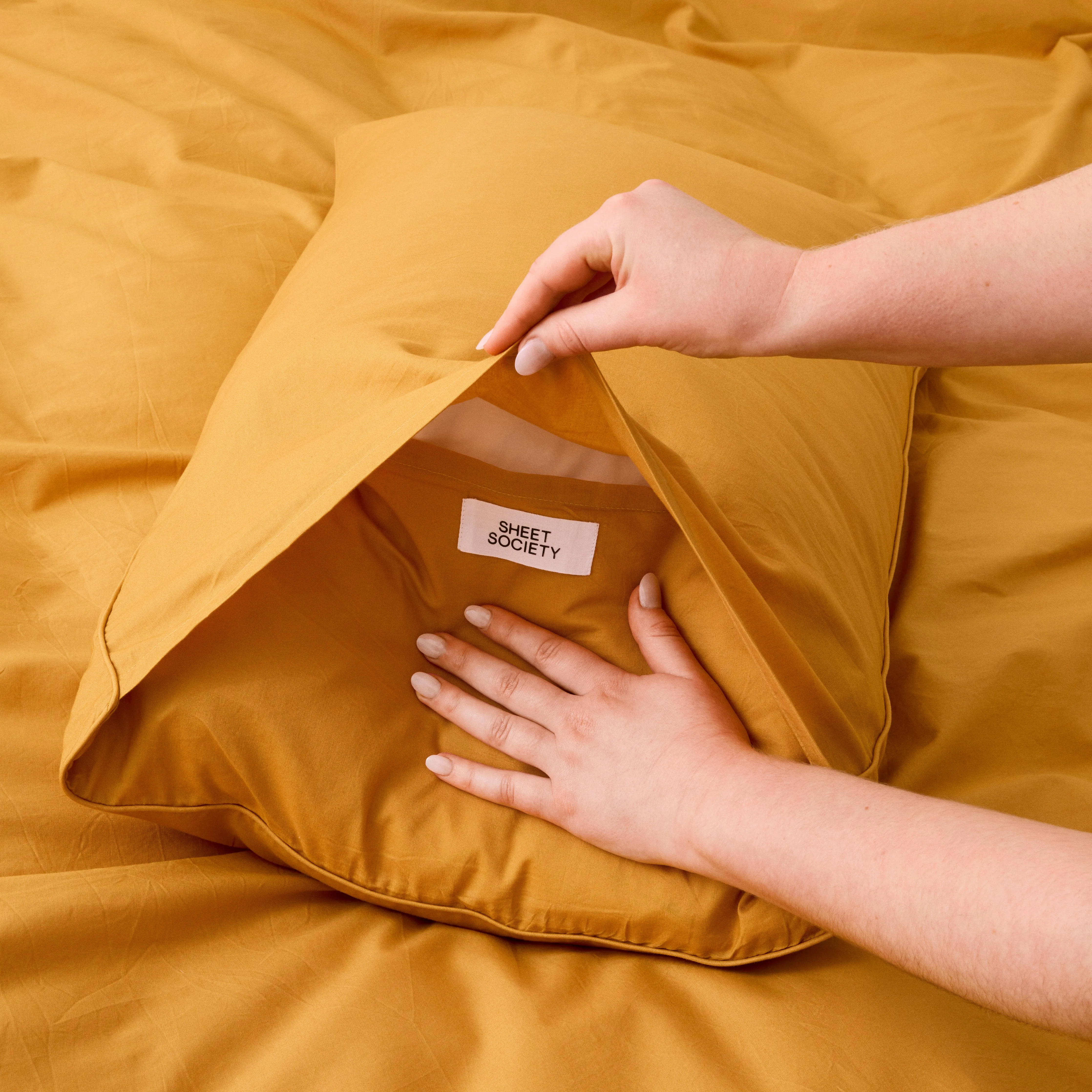 Leo Washed Cotton - Mustard Bed Sheets