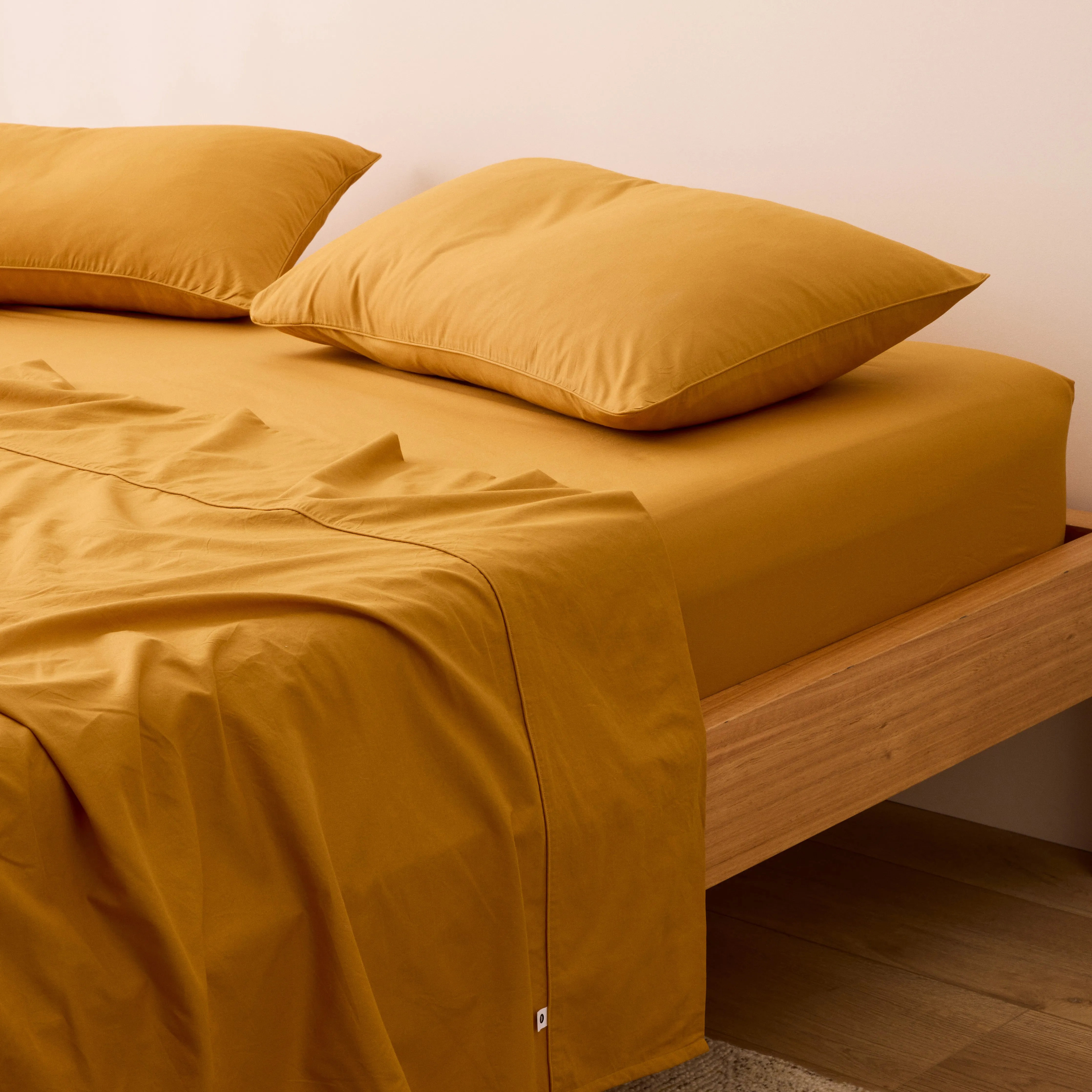 Leo Washed Cotton - Mustard Bed Sheets