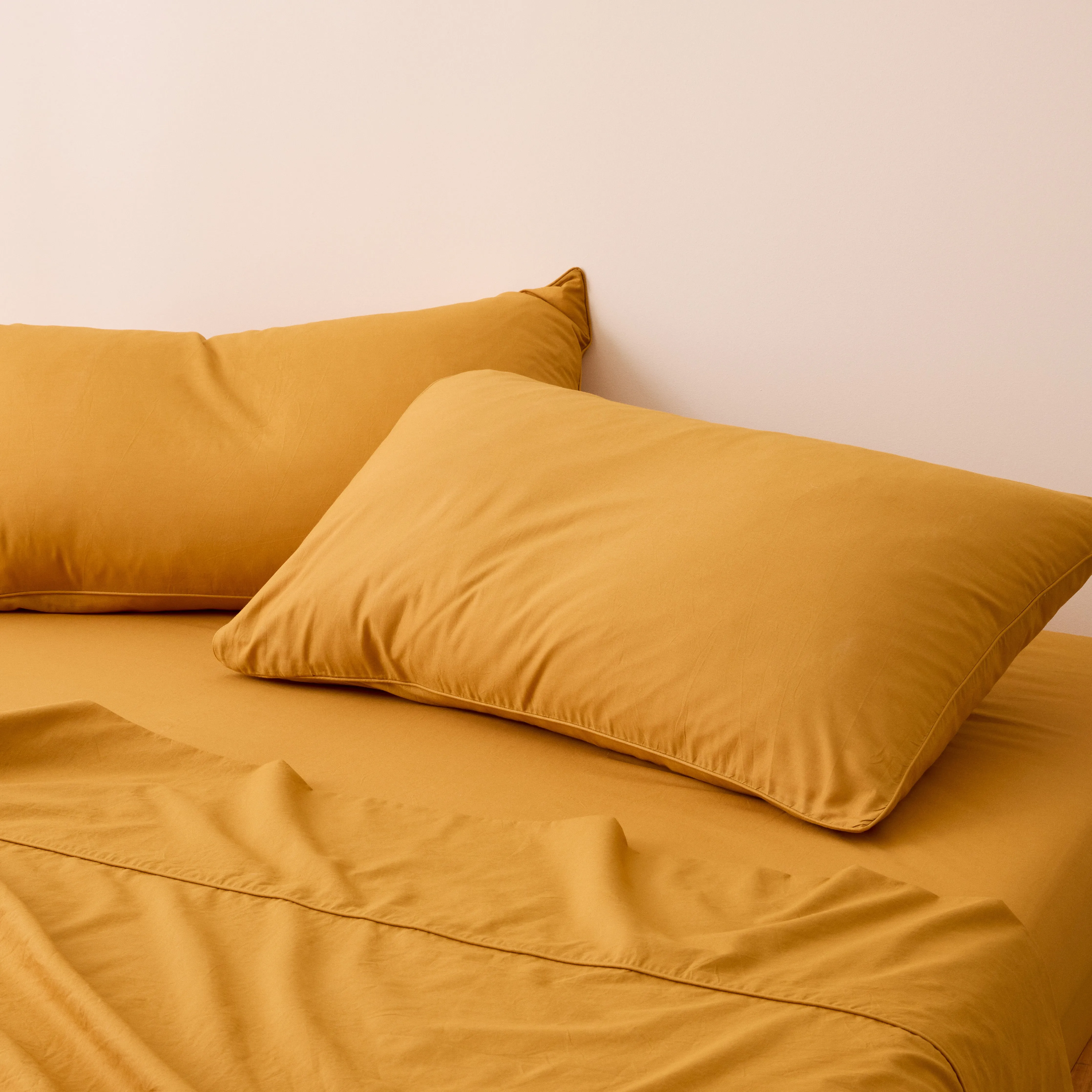 Leo Washed Cotton - Mustard Kids Pillowcases