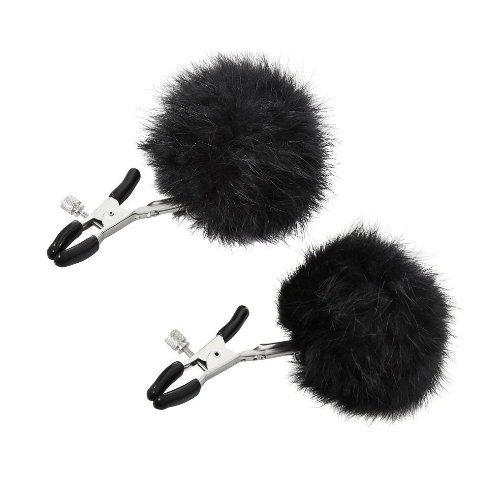 Noir Pom Adjustable Fur Nipple Clamps