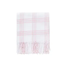 Perfect Plaid Baby Throw in White with Blush