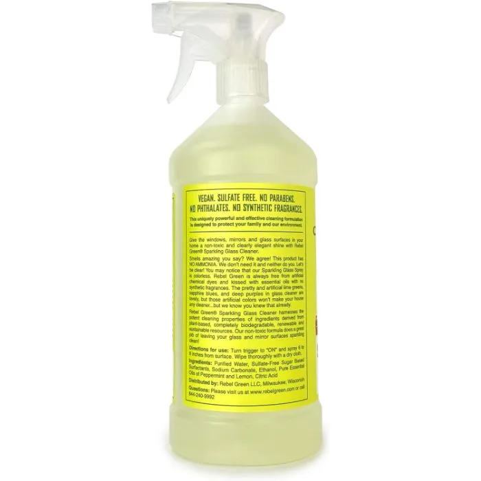 Rebel Green Glass Cleaner Spray Peppermint Lemon 32 Oz - Pack Of 4