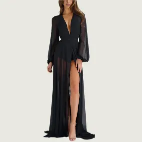 Women’s Sheer Maxi Cover-Up – Elegant Beach Sunscreen Dress